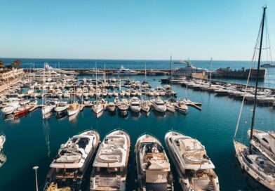 A stunning view of luxury yachts in the vibrant Monaco harbor under a clear sky.